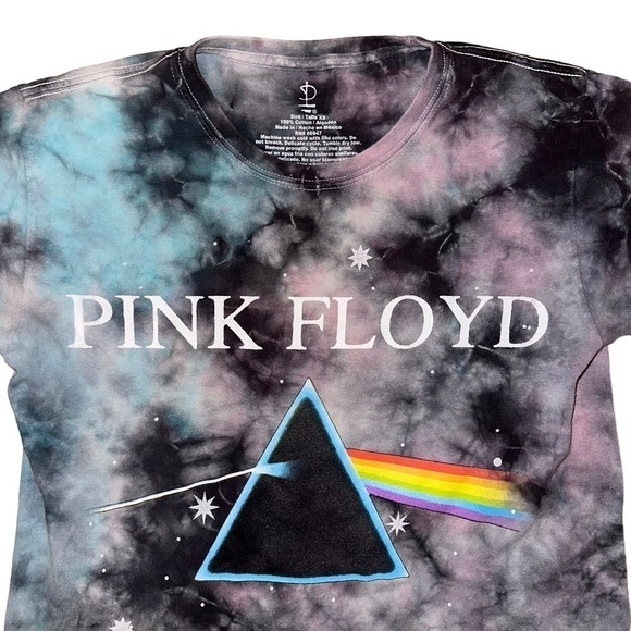Pink Floyd Dark Side of the Moon Tie Dye Cropped Band Tee Size XS - Picture 2 of 5